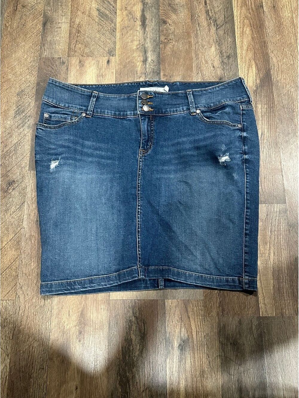 Torrid distressed denim mini skirt